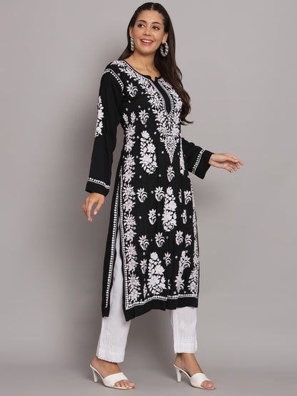 Hand Embroidered Chikankari Modal Straight Kurta-AL3682
