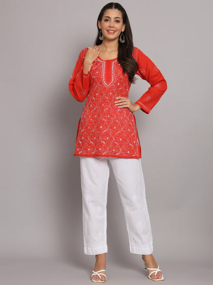 Hand Embroidered Chikankari Cotton Straight Tunic-AL3591