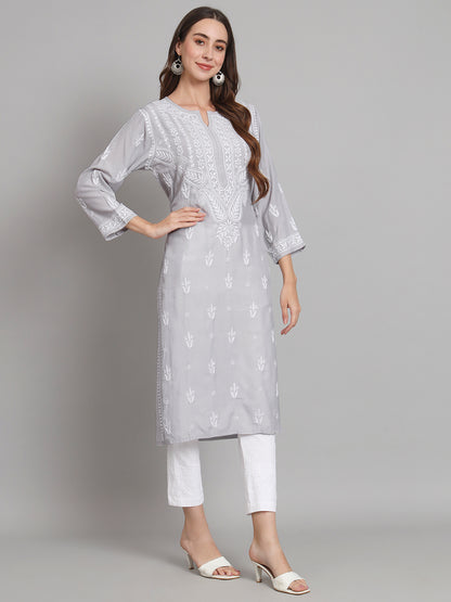 Women Hand Embroidered Chikankari Cotton Kurta-AL3584
