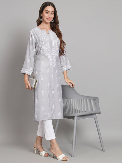 Women Hand Embroidered Chikankari Cotton Kurta-AL3584