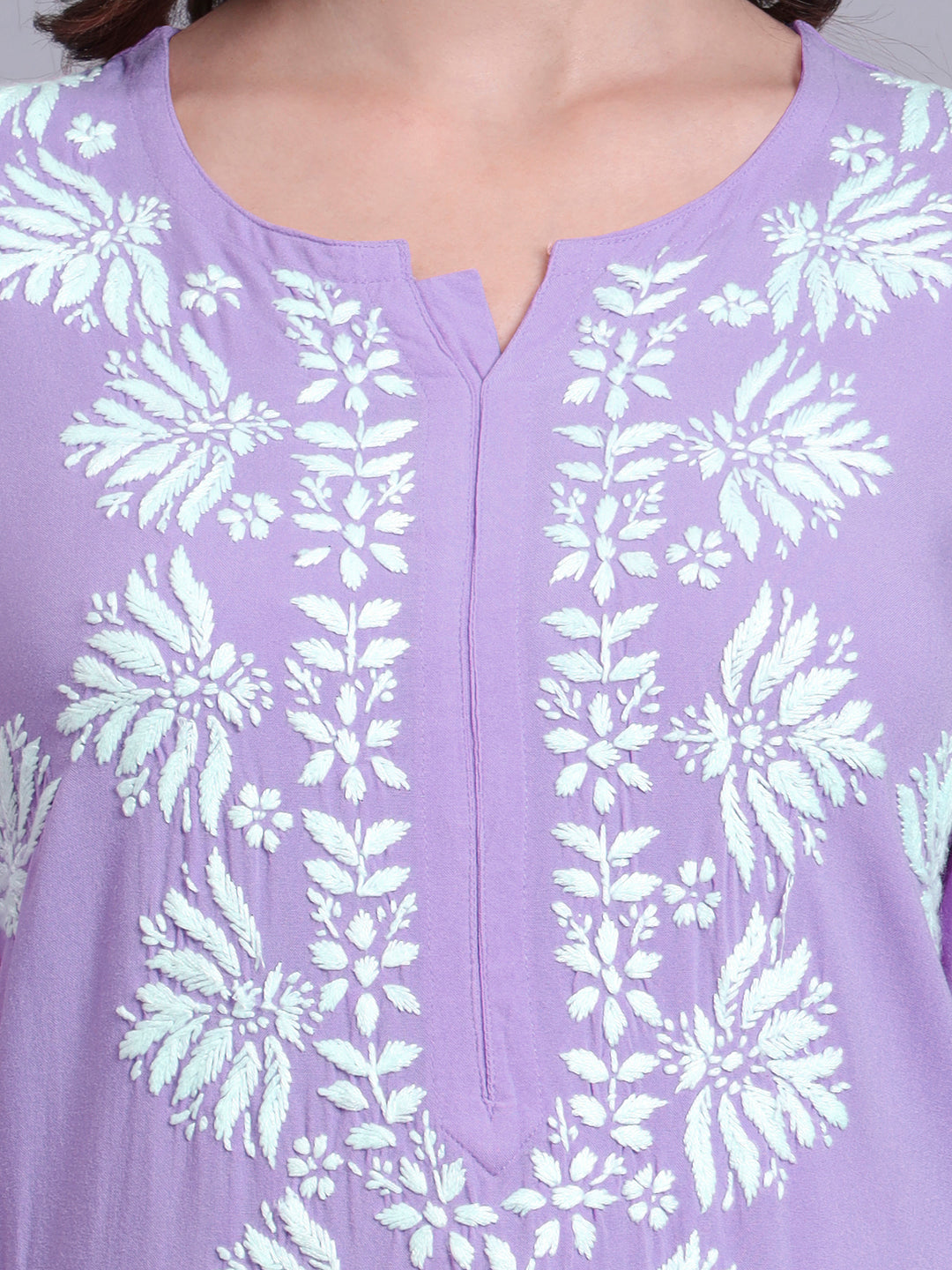 Women Hand Embroidered Chikankari Rayon Kurta Set-AL4084KS Mauve