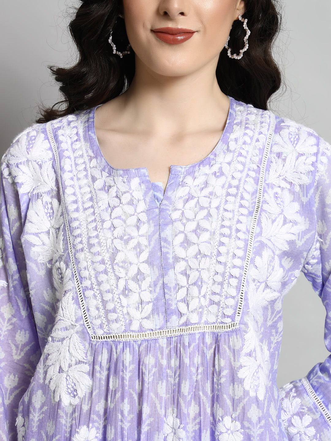 Printed Mulmul Co-Ord Set for Women-AL4055 Mauve