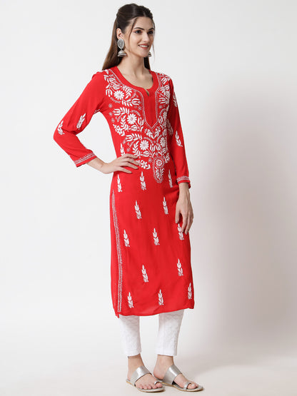 Hand Embroidered Chikankari Modal straight Kurta-AL3451