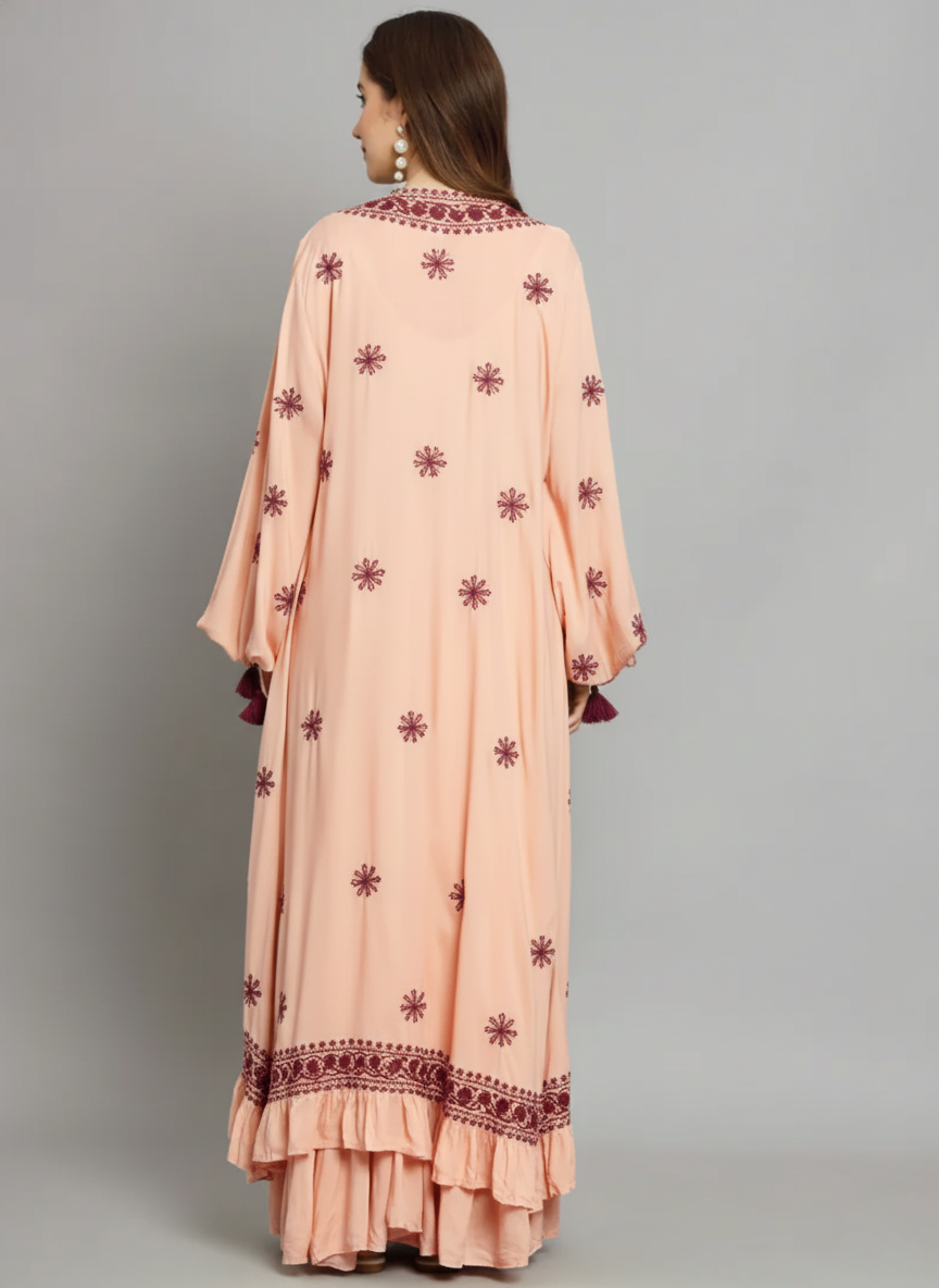 Hand Embroidered Chikankari Modal Kaftan-AL3605C