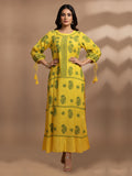 Hand Embroidered Chikankari Rayon Jalabiya-AL4048 Yellow