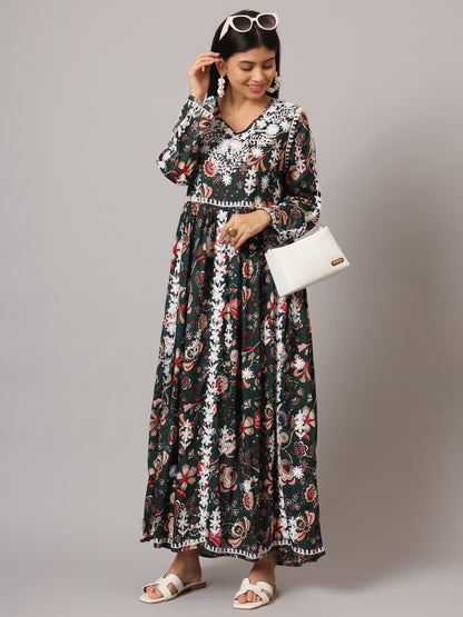 Hand Embroidered Lucknowi Chikankari  Printed Mulmul Cotton Jalabiya-AL3936