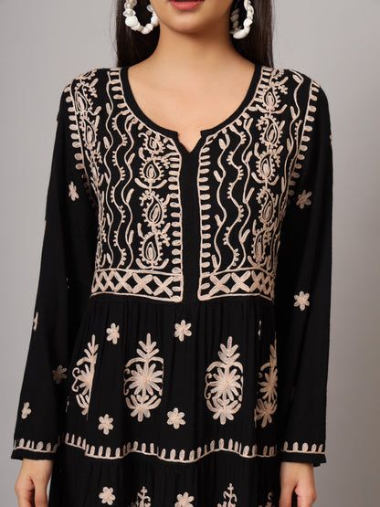 Hand Embroidered Lucknowi Chikankari  Rayon Jalabiya-AL3935