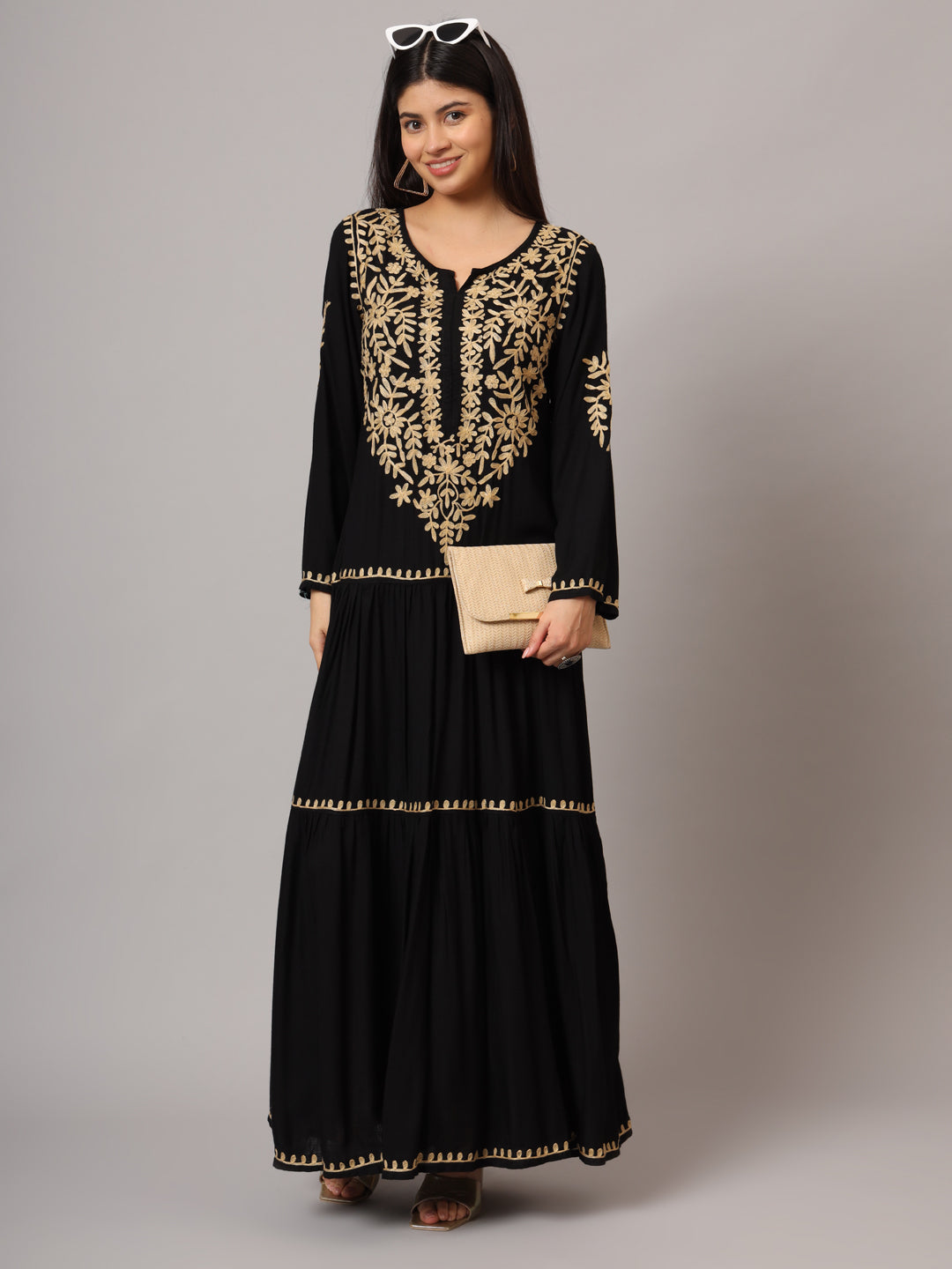 Hand Embroidered Lucknowi Chikankari  Cotton Jalabiya-AL3942