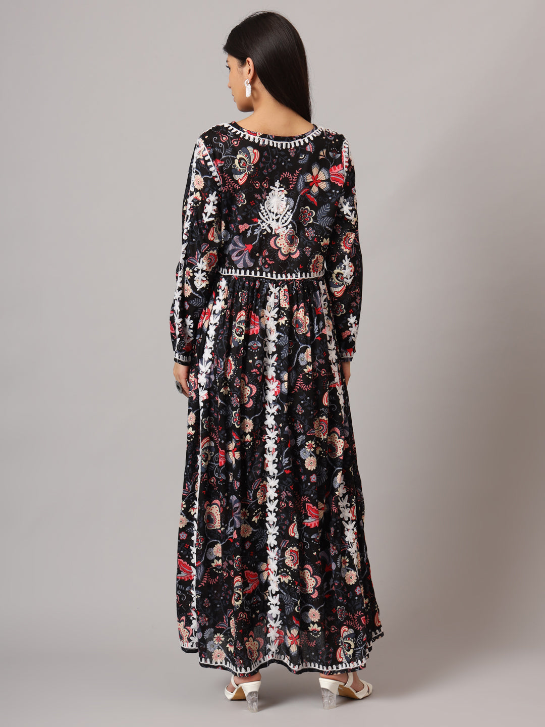 Hand Embroidered Lucknowi Chikankari  Printed Mulmul Cotton Jalabiya-AL3936
