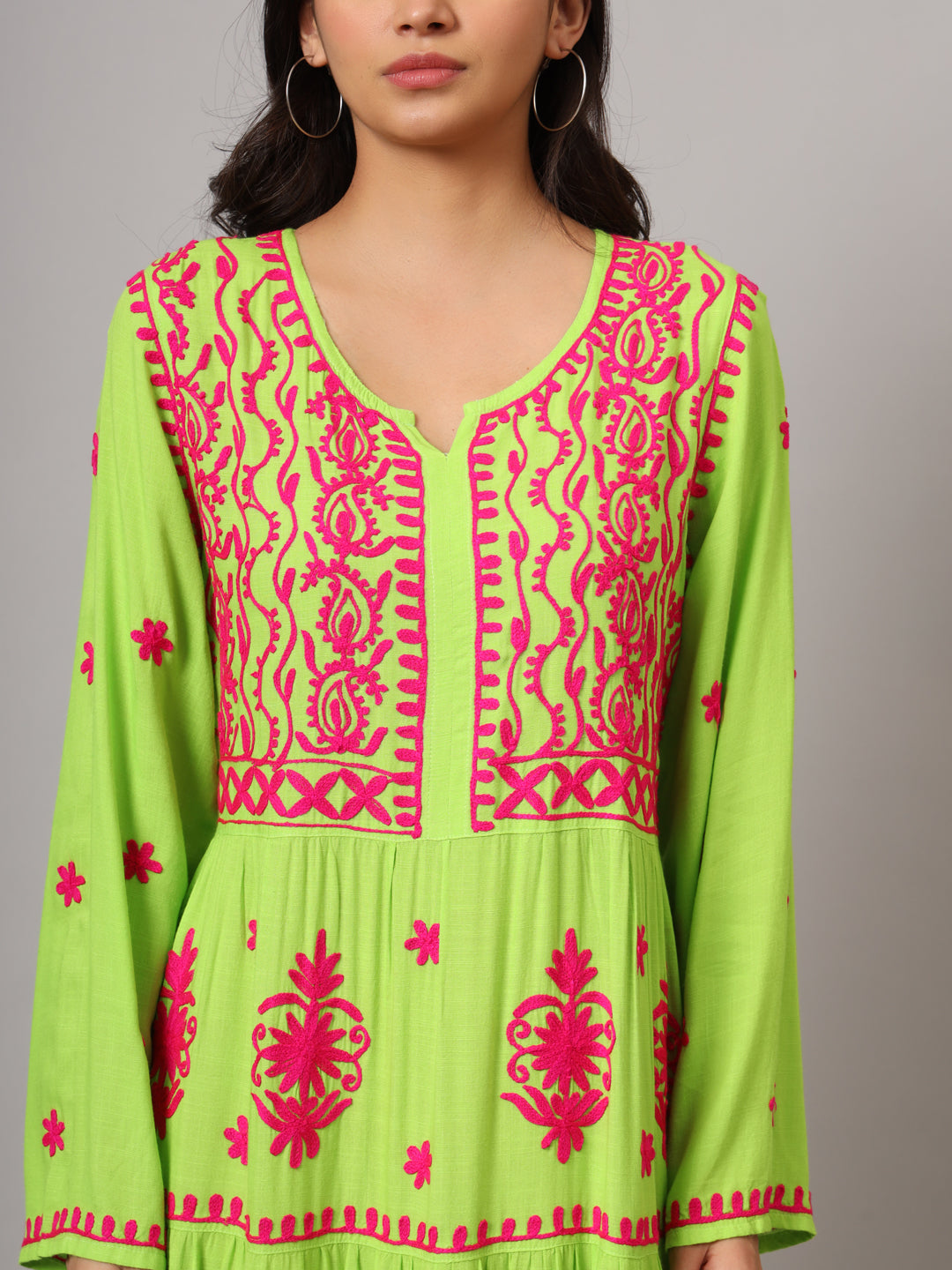 Hand Embroidered Lucknowi Chikankari  Rayon Jalabiya-AL3935