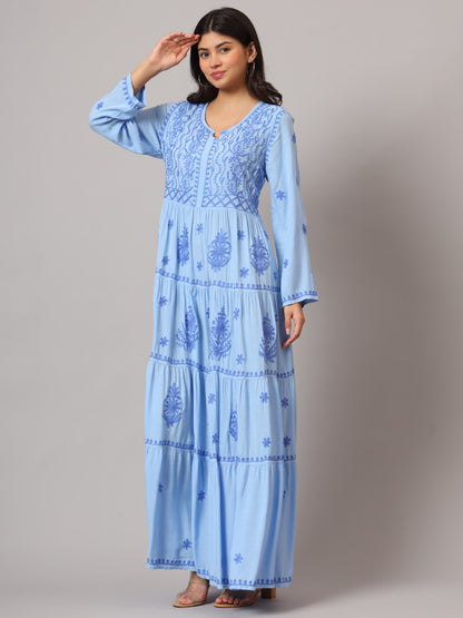 Hand Embroidered Lucknowi Chikankari  Rayon Jalabiya-AL3935
