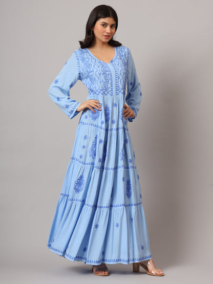 Hand Embroidered Lucknowi Chikankari  Rayon Jalabiya-AL3935