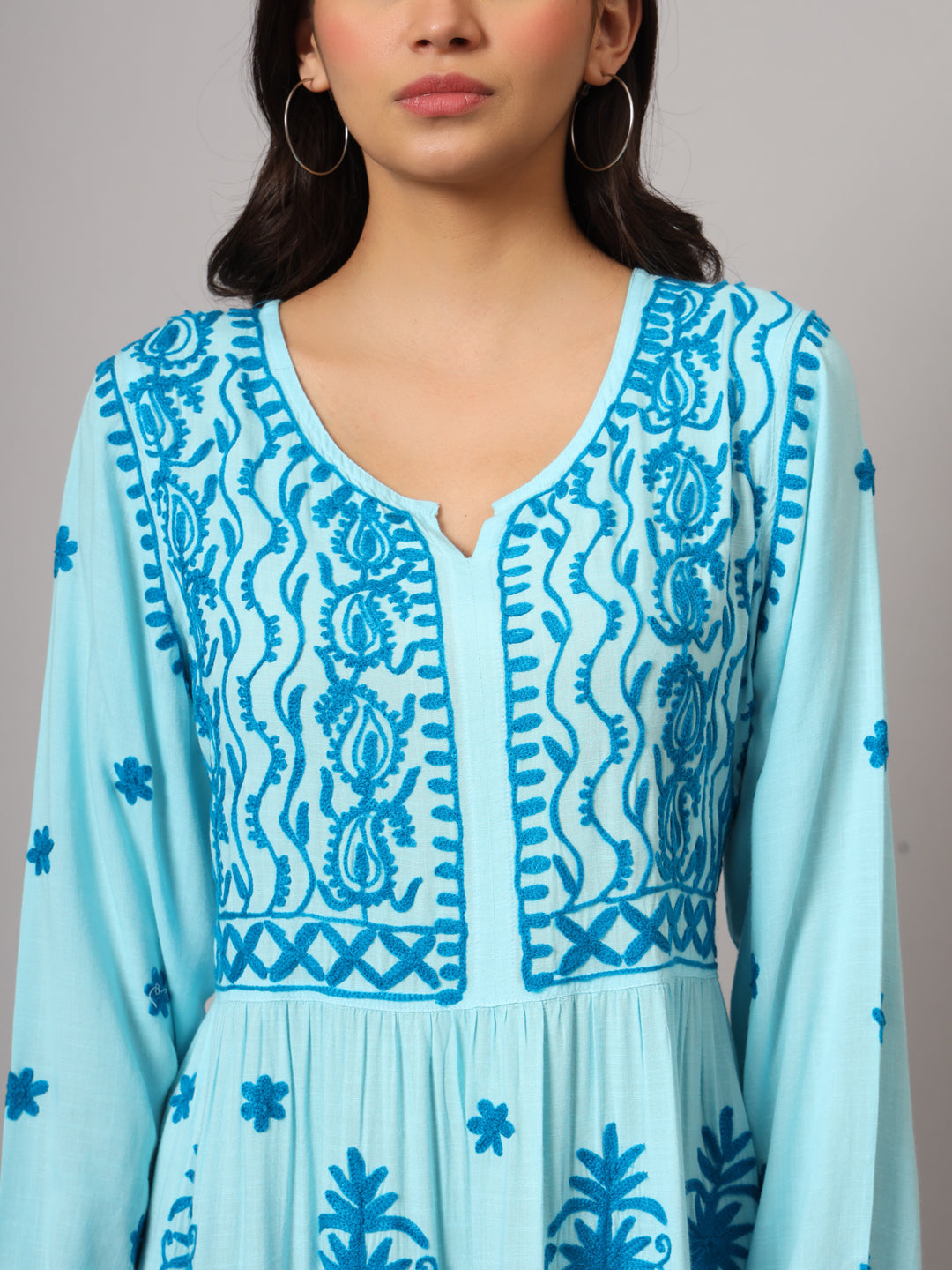 Hand Embroidered Lucknowi Chikankari  Rayon Jalabiya-AL3935