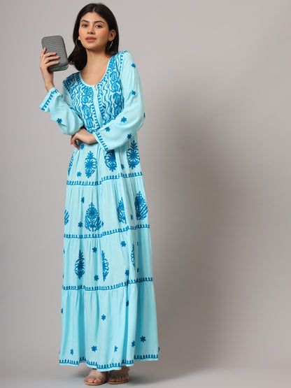 Hand Embroidered Lucknowi Chikankari  Rayon Jalabiya-AL3935