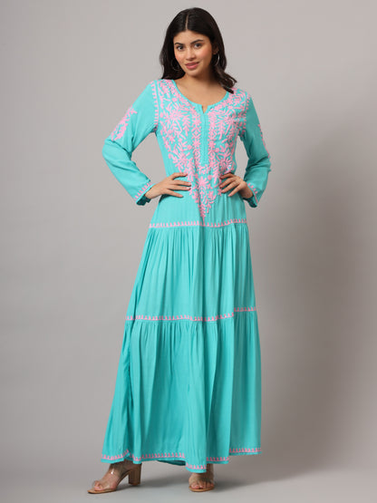 Hand Embroidered Lucknowi Chikankari  Cotton Jalabiya-AL3942