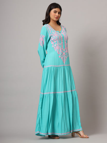 Hand Embroidered Lucknowi Chikankari  Cotton Jalabiya-AL3942