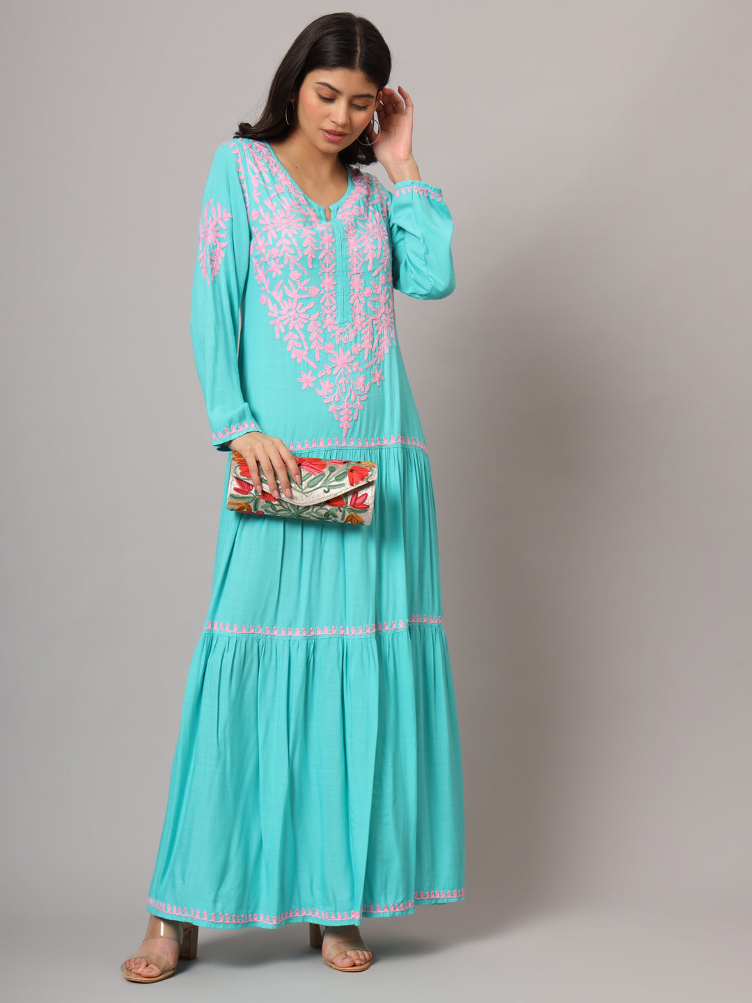 Hand Embroidered Lucknowi Chikankari  Cotton Jalabiya-AL3942