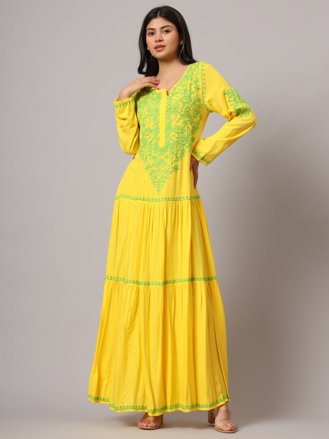 Hand Embroidered Lucknowi Chikankari  Cotton Jalabiya-AL3942