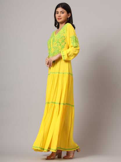 Hand Embroidered Lucknowi Chikankari  Cotton Jalabiya-AL3942