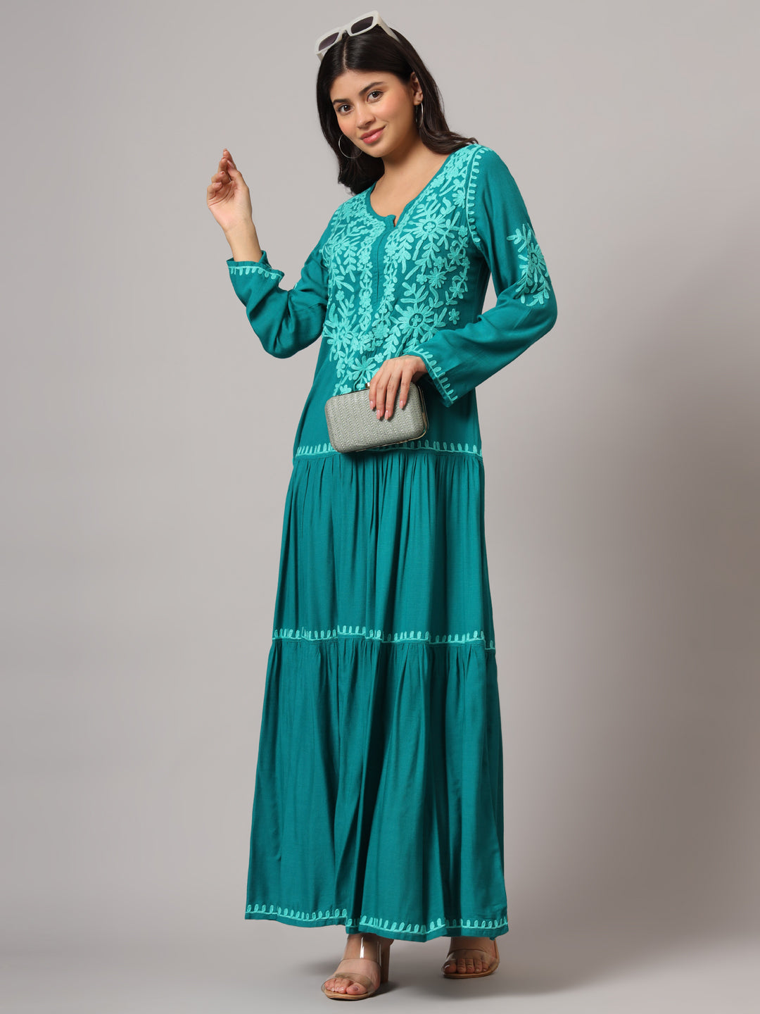 Hand Embroidered Lucknowi Chikankari  Cotton Jalabiya-AL3942