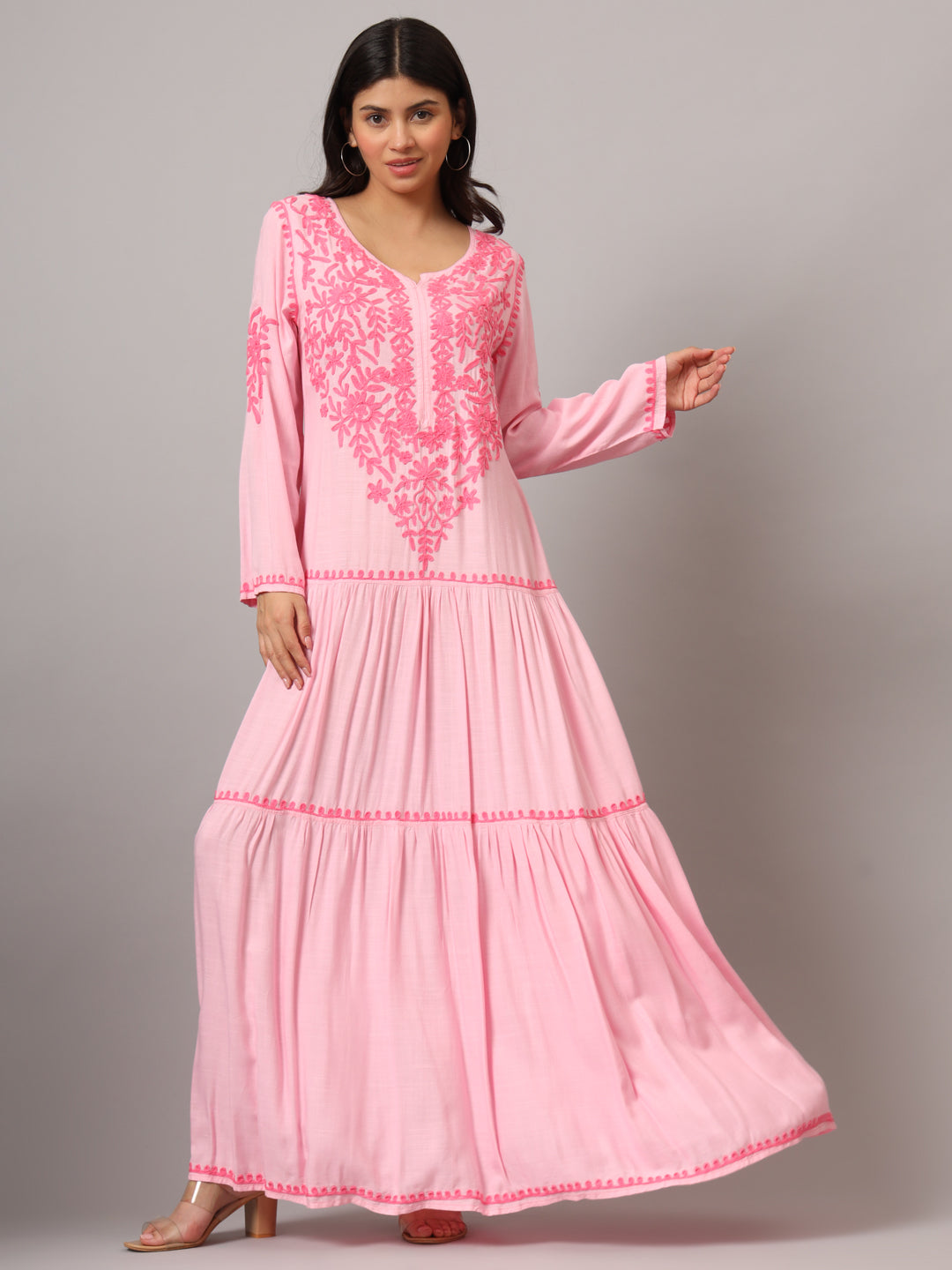 Hand Embroidered Lucknowi Chikankari  Cotton Jalabiya-AL3942