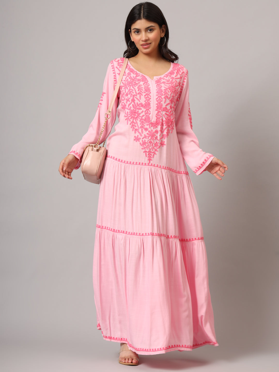 Hand Embroidered Lucknowi Chikankari  Cotton Jalabiya-AL3942