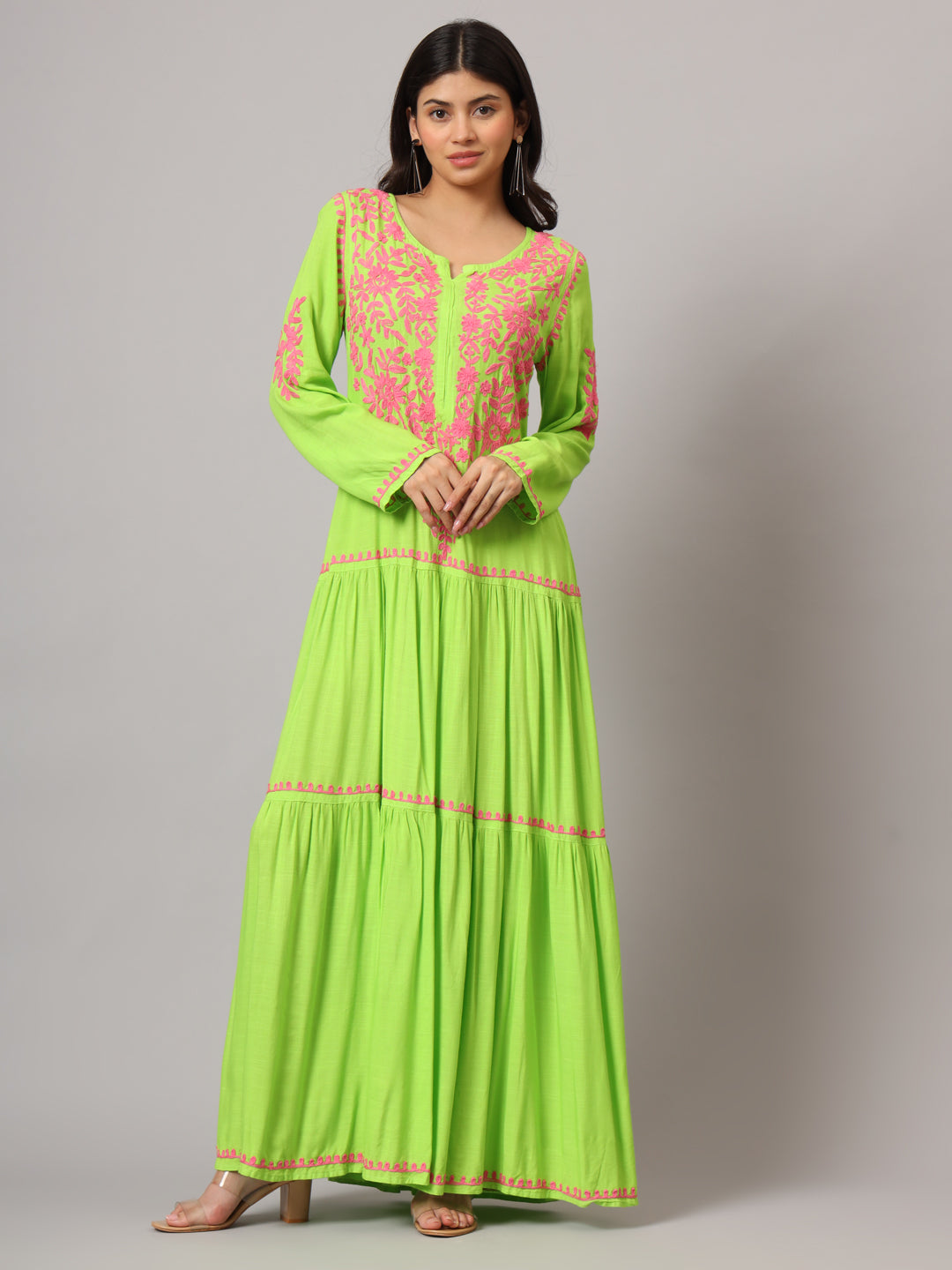 Hand Embroidered Lucknowi Chikankari  Cotton Jalabiya-AL3942