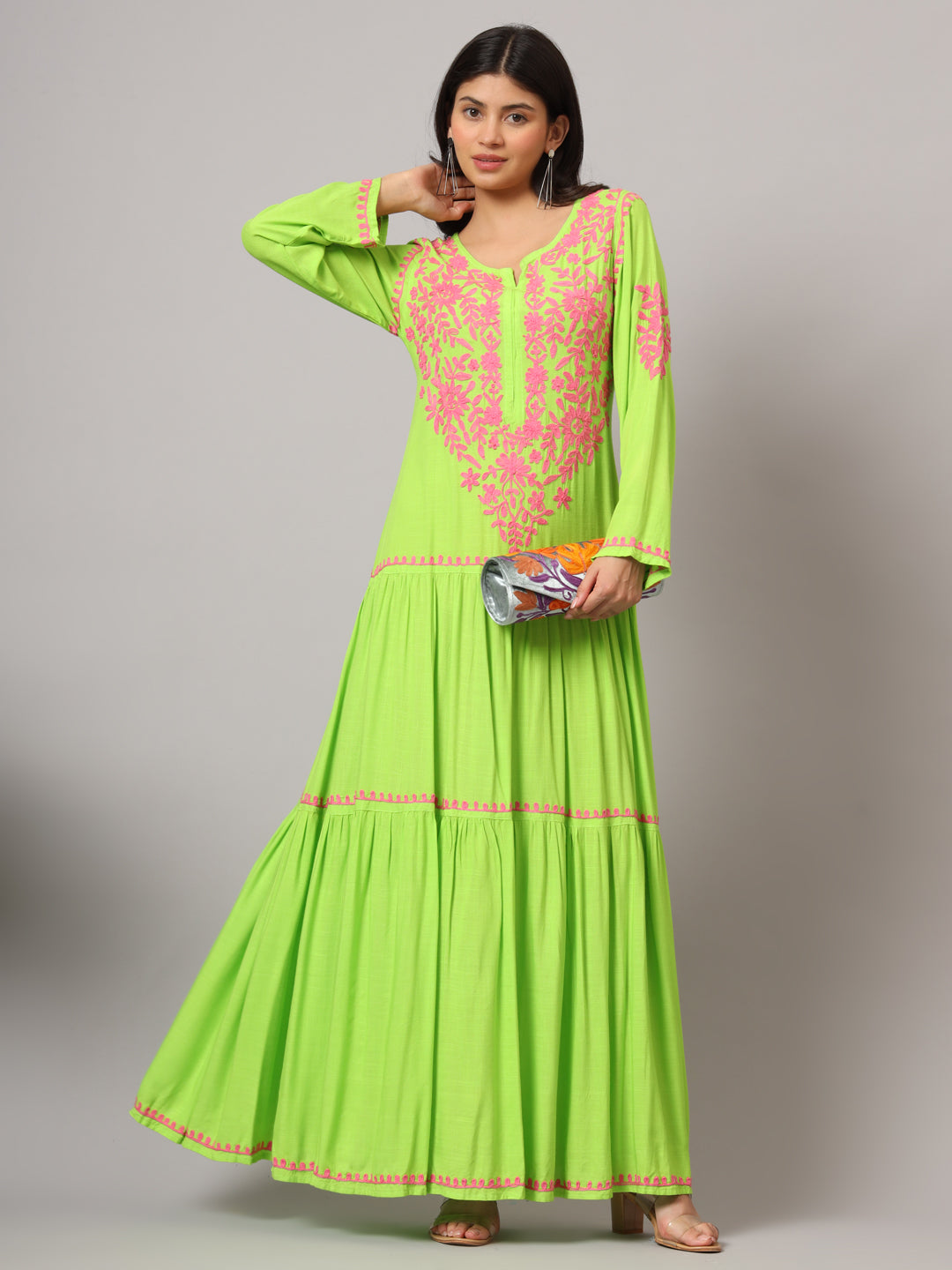 Hand Embroidered Lucknowi Chikankari  Cotton Jalabiya-AL3942