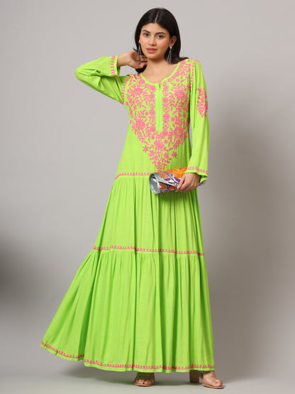 Hand Embroidered Lucknowi Chikankari  Cotton Jalabiya-AL3942