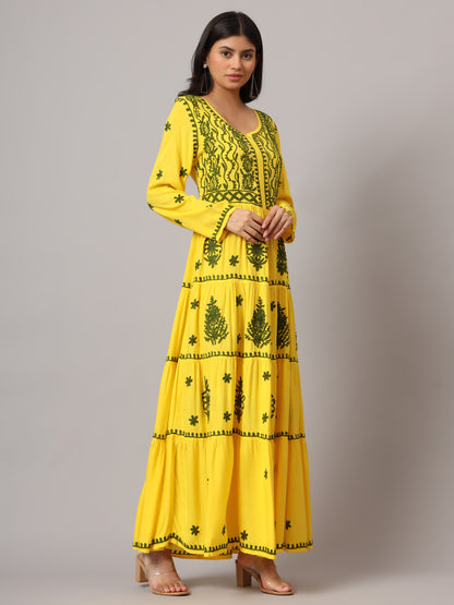 Hand Embroidered Lucknowi Chikankari  Rayon Jalabiya-AL3935