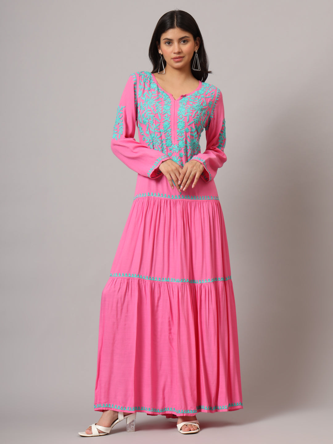 Hand Embroidered Lucknowi Chikankari  Cotton Jalabiya-AL3942
