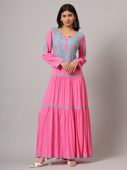 Hand Embroidered Lucknowi Chikankari  Cotton Jalabiya-AL3942