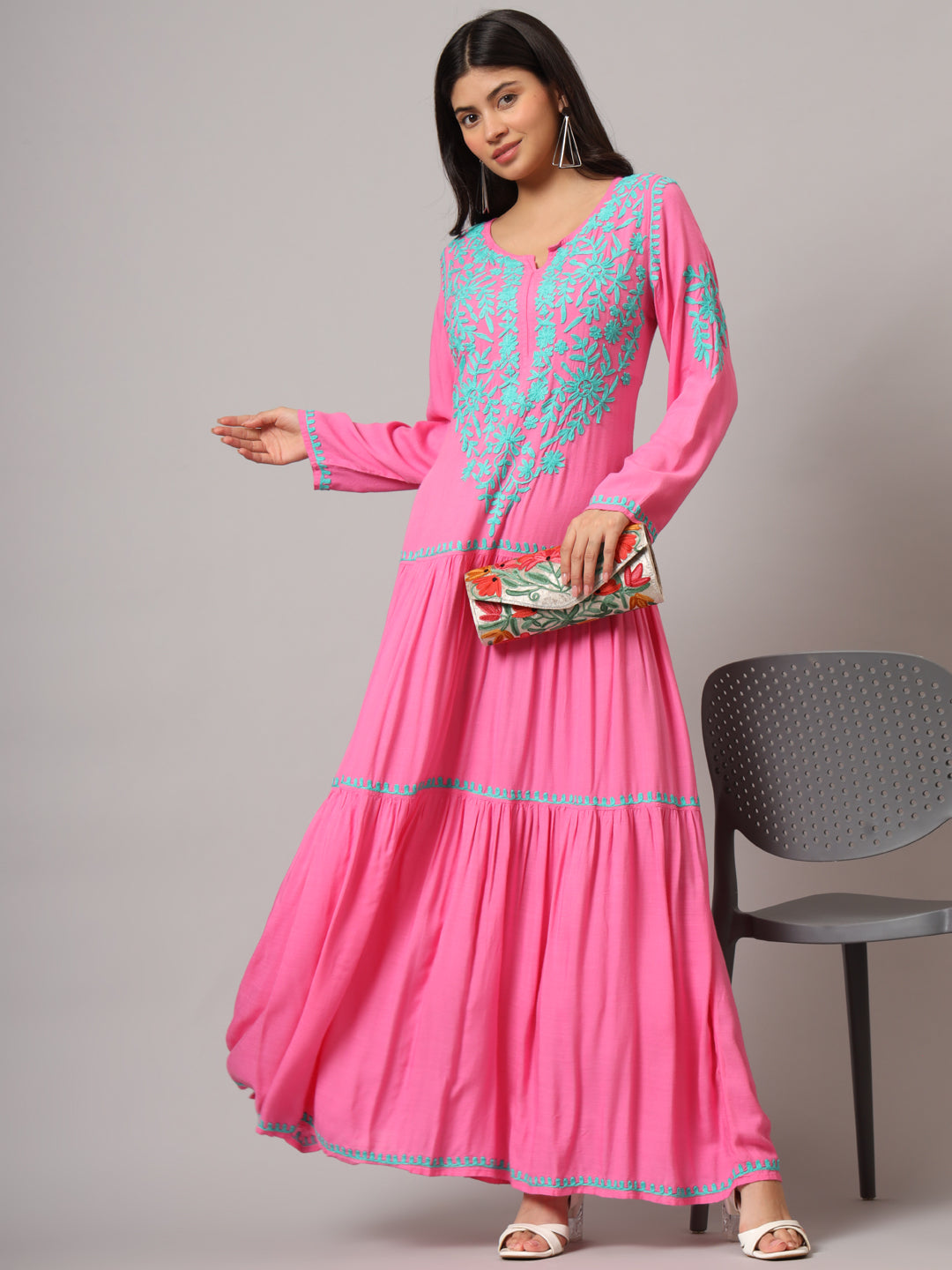 Hand Embroidered Lucknowi Chikankari  Cotton Jalabiya-AL3942