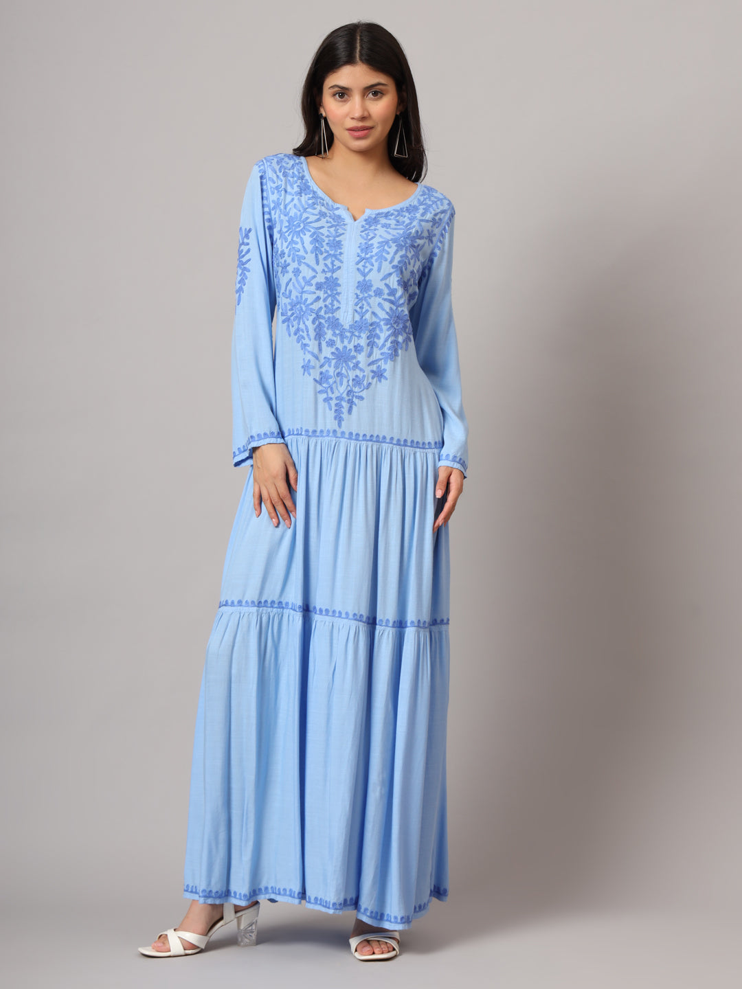 Hand Embroidered Lucknowi Chikankari  Cotton Jalabiya-AL3942