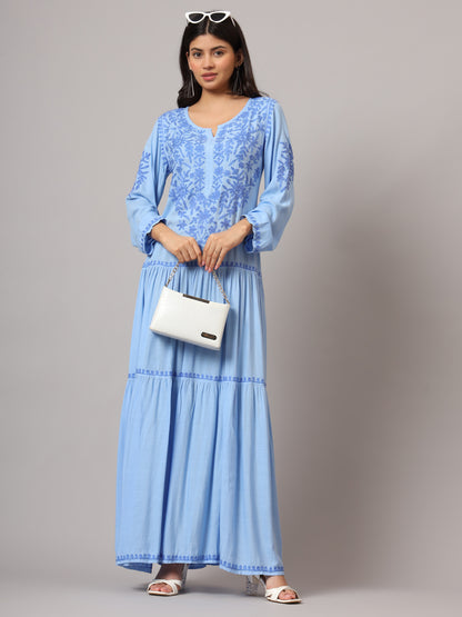 Hand Embroidered Lucknowi Chikankari  Cotton Jalabiya-AL3942