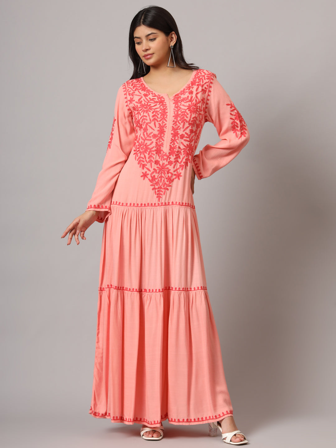 Hand Embroidered Lucknowi Chikankari  Cotton Jalabiya-AL3942