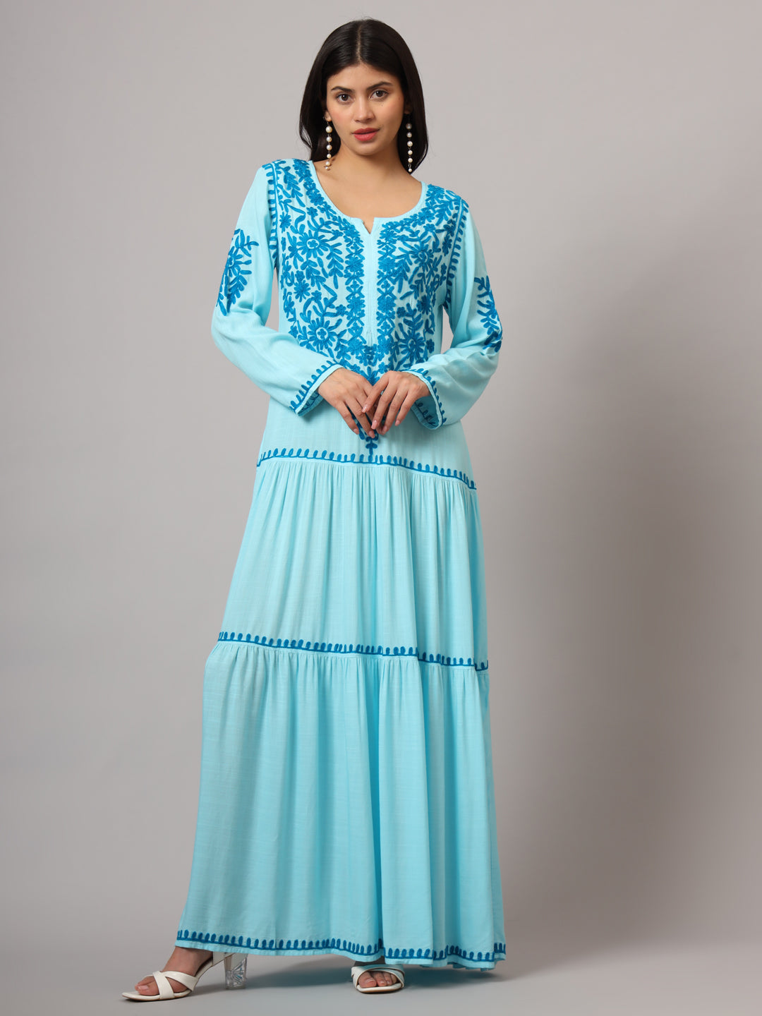 Hand Embroidered Lucknowi Chikankari  Cotton Jalabiya-AL3942