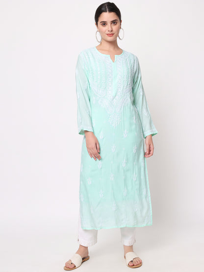 Women Hand Embroidered Chikankari Cotton Kurta-AL3584
