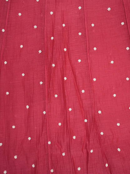 Women Hand Embroidered Premium Chikankari Mul Chanderi Unstitched Kurta Dupatta Bottom Set-ALSCA85201FS Magenta