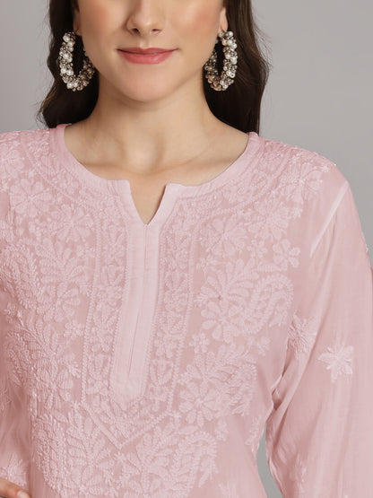 Hand Embroidered Chikankari Modal Kurta with Palazzo- AL3662KS