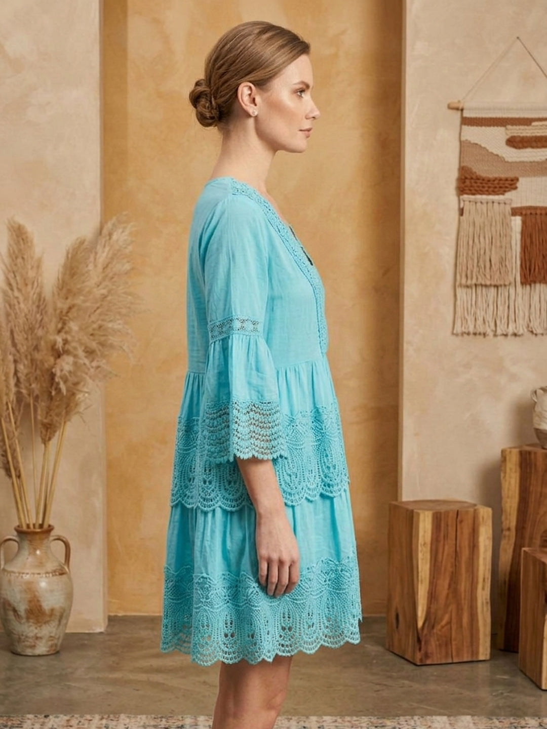 Women Embroidered  Rayon Midi Dress -AL3712
