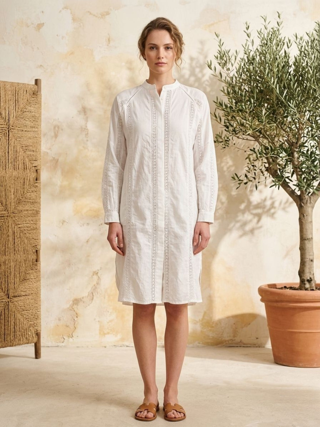 Women  With Belt Cotton Midi Dress -AL3741