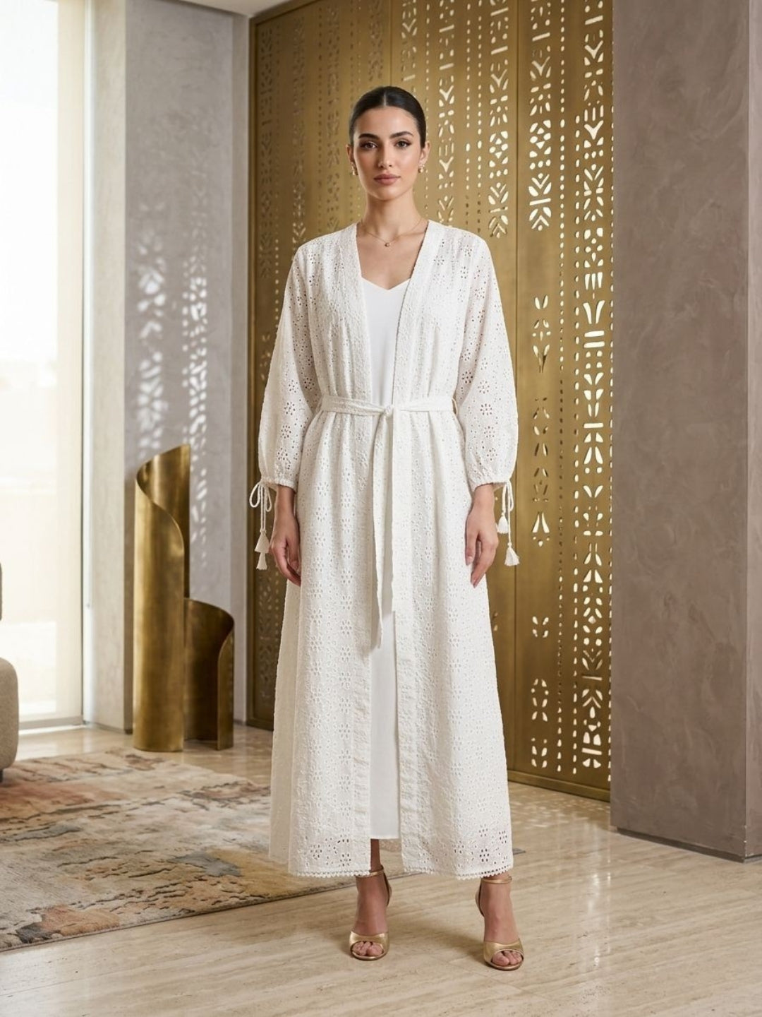 Women  With Belt Cotton Rayon Dress -AL3867