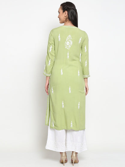 Hand Embroidered Chikankari Modal straight Kurta-AL3451