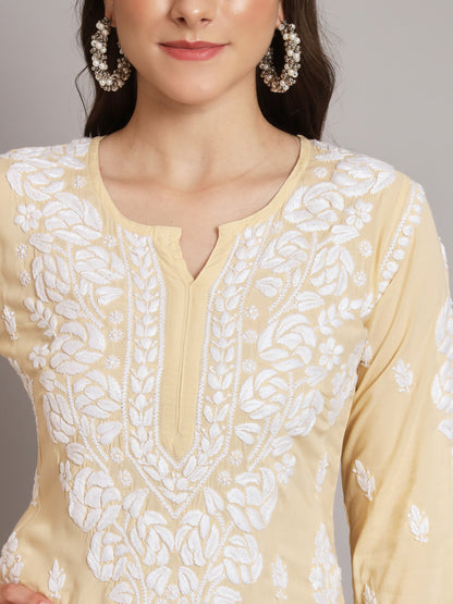 Hand Embroidered Chikan Modal Straight Kurta Palazzos AL3668KS