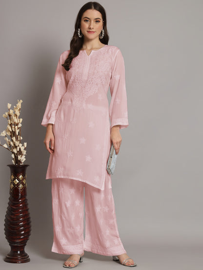 Hand Embroidered Chikankari Modal Kurta with Palazzo- AL3662KS