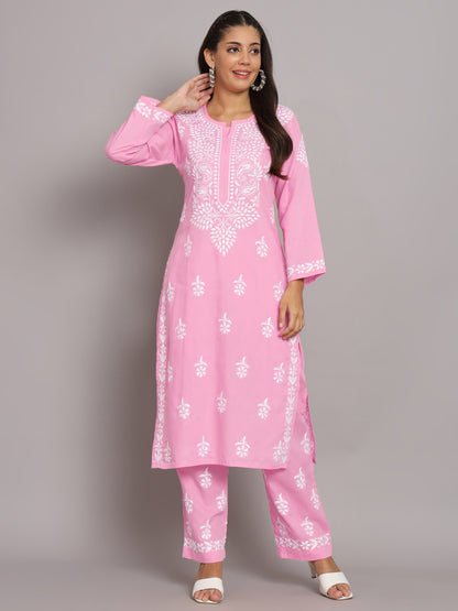 Women Hand Embroidered Chikankari Cotton Kurta Set-AL3674KS