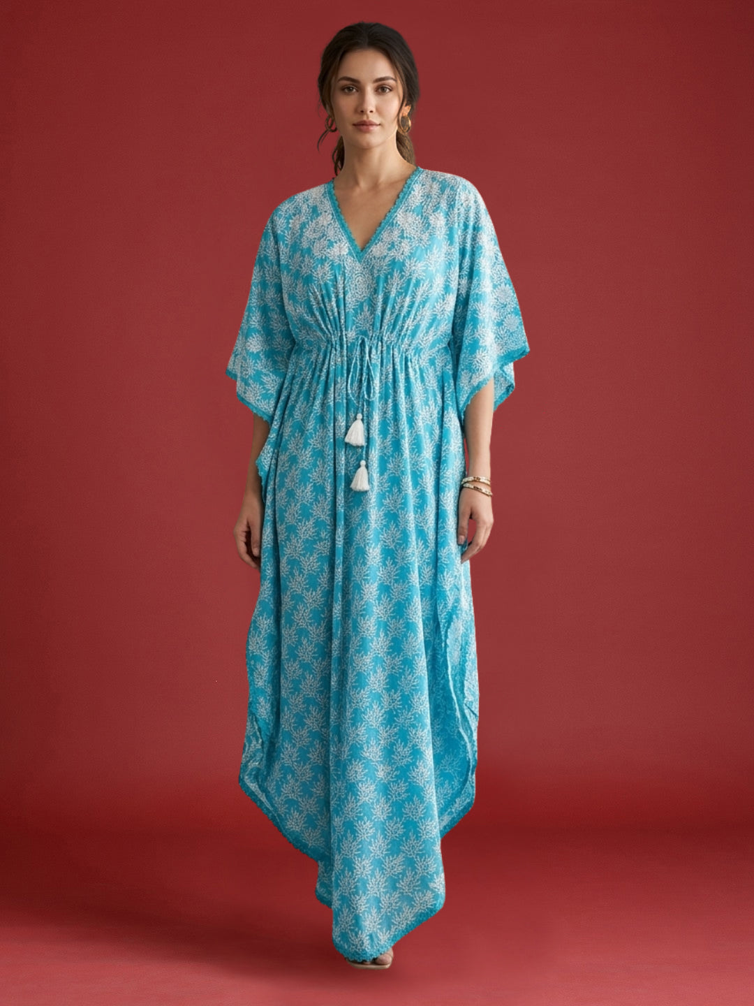 Women Embroidered Cotton Kaftan-AL3700A