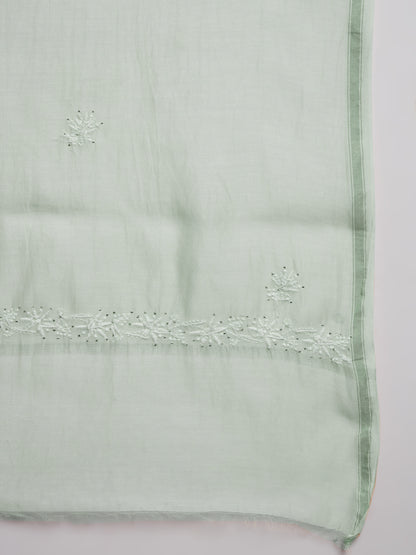 Hand embroidered Chikankari Chanderi Cotton Kurta Set and Dupatta with Mukaish AL3665KS