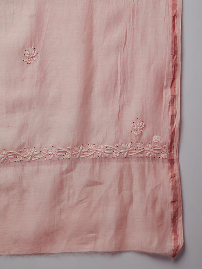 Hand embroidered Chikankari Chanderi Cotton Kurta Set and Dupatta with Mukaish AL3665KS